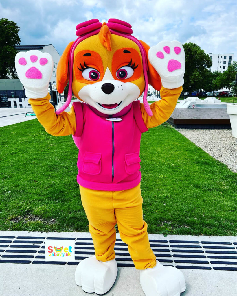 Maskot labková patrola skye - obľúbený detský hrdina na vašich oslavách a podujatiach